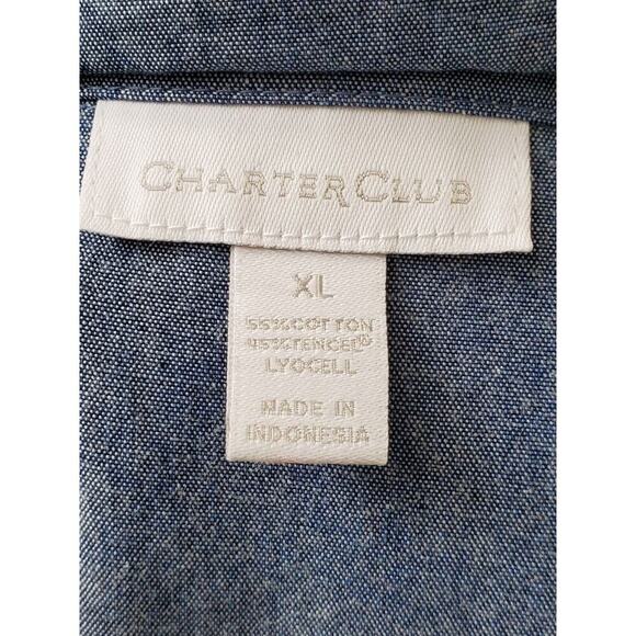 Charter Club Women's Blue Cotton Long Sleeve Buttons Front Casual Jacket Size XL - Picture 9 of 12